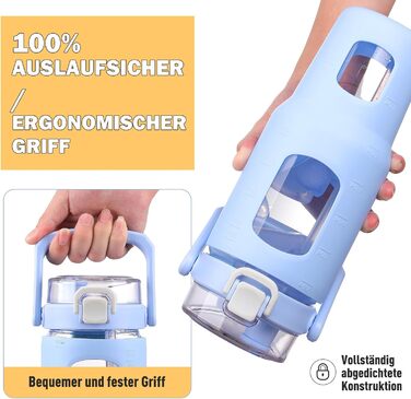 Скляна пляшка HYDRAGLAZIC 960 мл із соломинкою