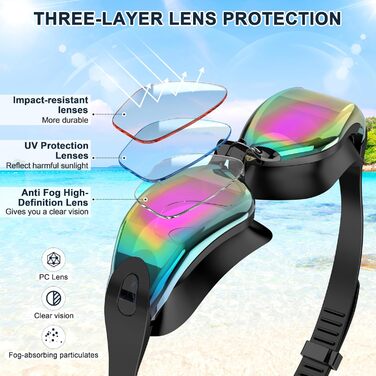 Окуляри для плавання дорослих та юніорів - антизапарні, HD лінзи, захист від УФ, водонепроникний ущільнювач, для тренувань, пляжу/басейну - зручна посадка, унісекс, чоловічі та жіночі окуляри для плавання