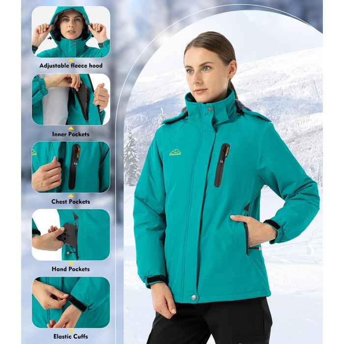 Жіноча зимова куртка для активного відпочинку Windstopper® Softshell, водонепроникна, з підкладкою з флісу, синього кольору, з капюшоном