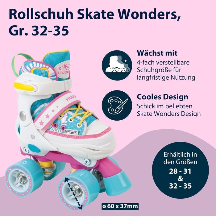 Роликові ковзани HUDORA Wonders: регульовані, дитячі, 32-35 Single
