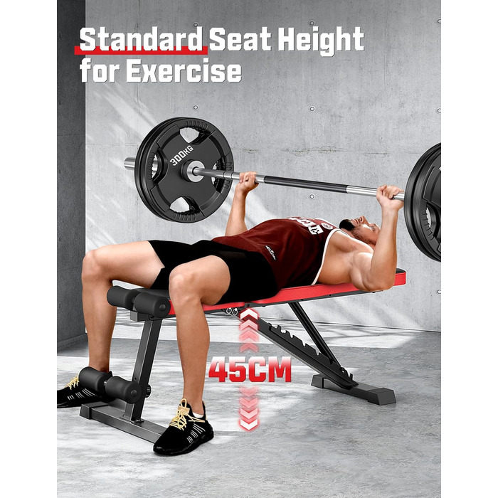 Регульована складана лава для тренувань з 9-рівневим налаштуванням спинки, чорна. Максимальне навантаження: 300 кг