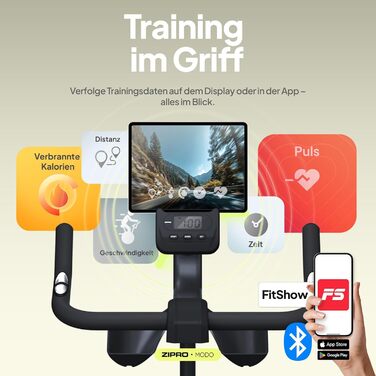 ZIPRO Hometrainer: велотренажер для дому з екраном та мобільною програмою. Стаціонарний велоергометр, до 120 кг, Cardio Fitness