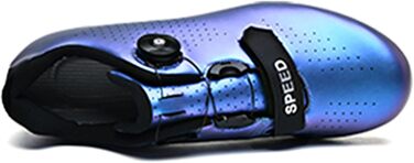 Велосипедні черевики для чоловіків та жінок, для шосе та гірського велосипеда, з гумовою підошвою, дихаючі кросівки, нековзкі черевики без фіксатора, MTB черевики (45 EU, Синій)