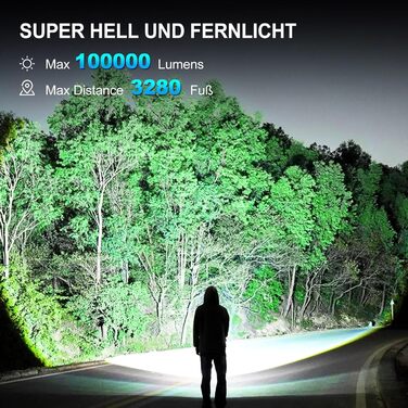 Тактичні ліхтарі Zeusfire 2 шт. 1000000 люмен, водонепроникні IPX6, 5 режимів, для кемпінгу, туризму, тактики, чорний