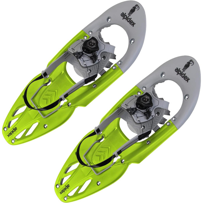 Снігоступи Alpidex з палицями 25 або 29 дюймів, швидка фіксація, підійдуть для розміру ноги 38-46, вага до 140 кг, з підйомником, сумкою, телескопічні палиці, лайм