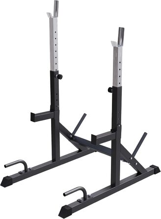 GORILLA SPORTS® Стійка для присідань з регулюванням ширини та висоти, з дип-станцією, для штанги 200-250 кг, тримач для дисків