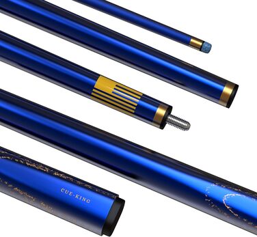 Cue-King Premier Pool-Queue: професійний більярдний кий, 147.3 см, 567 г, з преміум-наконечником 10.5 мм, синього кольору, з чохлом Pro-Leder