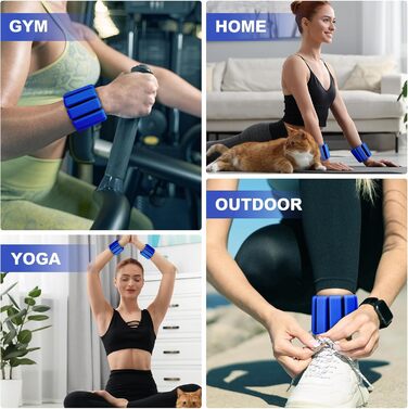 Набір вантажів для ніг та рук (2 шт., по 0,5 кг) - вантажні манжети для фітнесу, йоги, пілатесу, аеробіки, ходьби, плавання (блакитний)