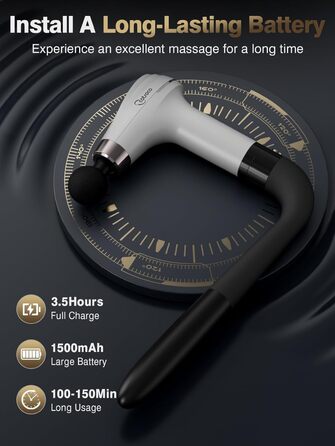 Масажер для тіла Cotsoco з подовженим насадженням, масажний пістолет для спини з 4 насадками та 6 рівнями швидкості, подарунок для чоловіків та жінок, чорний