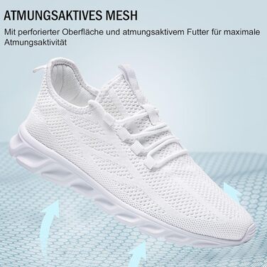 Чоловічі кросівки для бігу та занять спортом. Легкі дихаючі кросівки для тренувань, фітнесу та повсякденного носіння (43 EU, Білий 02)