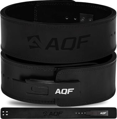 Пояс для важкої атлетики AQF, 4' (10 см) ширина, 10 мм товщина, схвалено IP USPA, для силових тренувань, підйом ваги, чорний (S, повний чорний)