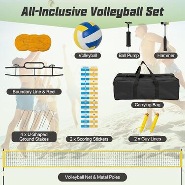 Волейбольна сітка LIFEZEAL для басейну: портативна, з регулюванням висоти, жовта