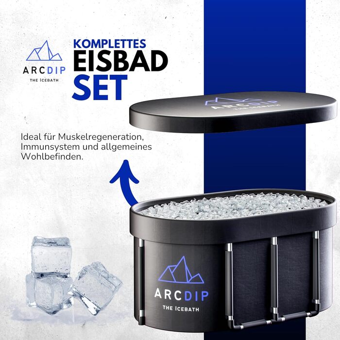 Poolomio® Eisbad Oval Premium Set: Ейсбад овальної форми, 120 x 60 x 60 см, 340 л | Преміум комплект для дому та відпочинку на природі | З алюмінієвим каркасом, ізольованим кришкою та аксесуарами | Ейсванна для холодової терапії та відновлення