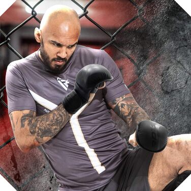 RDX Професійні MMA рукавички для спарингу, штучна шкіра Maya Hide, для кікбоксингу, боксу, Муай Тай, з довгою підтримкою зап'ястя, чоловічі, чорні, розмір XL