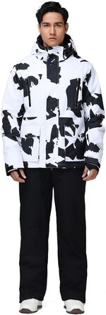 Комплект зимового костюма HOTIAN для чоловіків: куртка та штани для катання на лижах, сноуборді та туризму. Теплий, ізольований костюм для сноубордингу та катання на лижах. Розмір M, колір чорний.