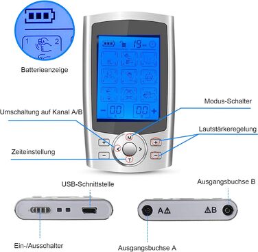 Пристрій TENS EMS від Tosucs: електростимулятор з 10 електродів для зняття болю та масажу спини