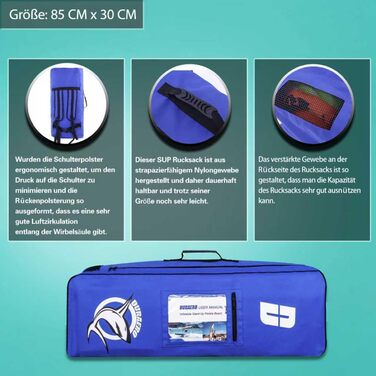 Надувне SUP-борд (Stand Up Paddle Board) з кріпленням для камери, 330x76x15 см, до 150 кг, насос, рюкзак (камуфляж, синій)