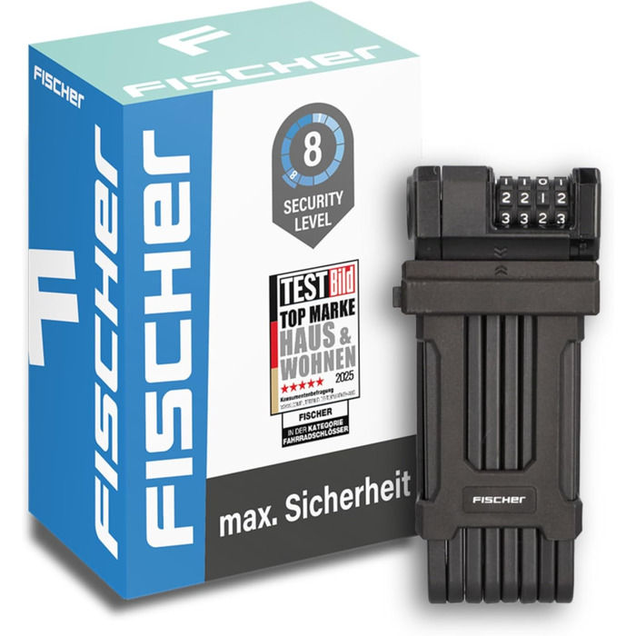 Замок велосипедний складний Fischer PROTEC FN110, 110 см, 2 ключі