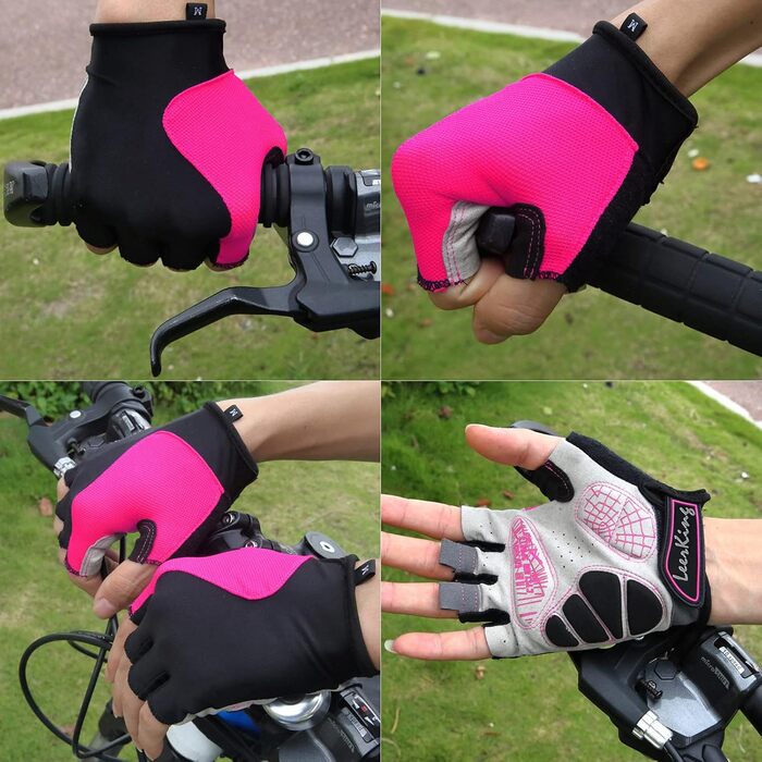 Спортивні рукавички для фітнесу eerKing: дихаючі рукавички для занять спортом, велотренувань, йоги та танців (рожеві, з гелевою підкладкою, розмір L)