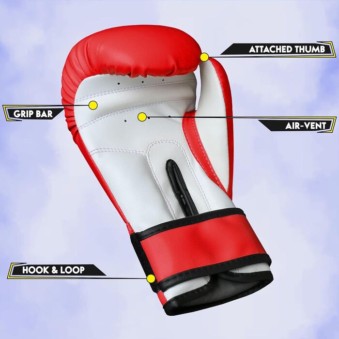 Боксерські рукавички Farabi Sports для дітей 8oz/6oz - білі. Ідеально для боксу, ММА, муай-тай, кікбоксингу та спарингу.