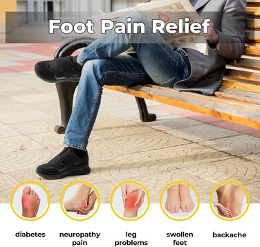 Кросівки для ходьби та бігу FitVille для чоловіків, широкі, спортивні, з клямками, зручні для широкої стопи, ортопедичні, неслизькі, для фітнесу та джогінгу (43 EU, чорний)