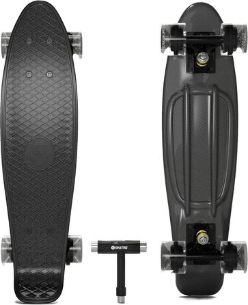 Скейтборд Skatro Mini-Cruiser 22 дюйми, пластиковий, ретро-стиль, Grey Thunderstorm