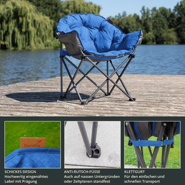 Крісло для кемпінгу Skandika Moonchair XL/Mala: зручне складане крісло з мішком для перенесення | Міцний сталевий каркас | Для дому та відпочинку на природі (Garten, Balkon, Reisen)