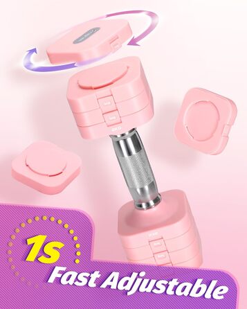 Набір гантелей Fragraim 5 кг x 2, регульовані, для дому, фітнесу, силових тренувань (рожевий)