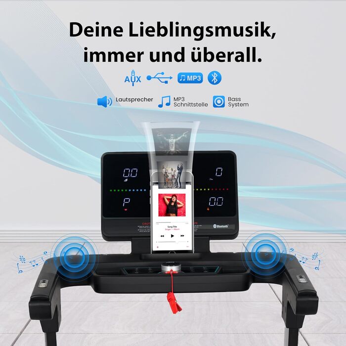 Біговий тренажер AsVIVA T16 Profi: 18 км/год, 4 PS, 18% нахил, складний, Bluetooth, до 150 кг, для кардіотренувань вдома
