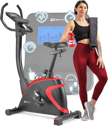 Велотренажер Hop-Sport HS-005H з керуванням через додаток, 12 програмами тренувань, 16 рівнями навантаження, для фітнесу, до 150 кг, червоний