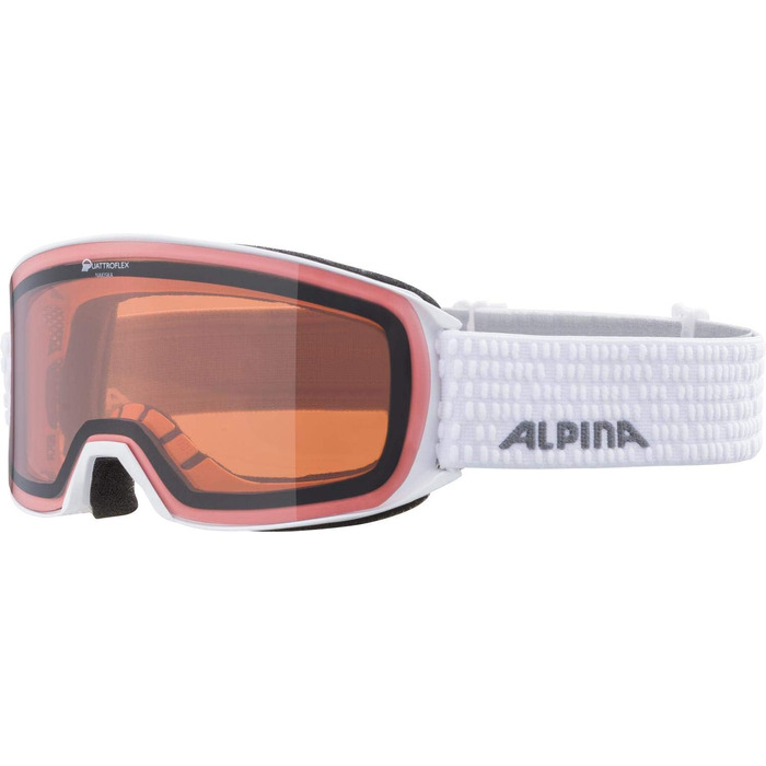 Гірськолижна маска Alpina NAKISKA Q, поляризована, дзеркальна, OTG, 100% UV-захист, для дорослих, біла