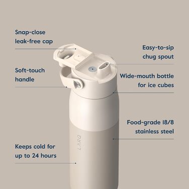 Термос LARQ Swig Top 1 л з нержавіючої сталі, широкий отвір, BPA-free, для води, спорту та подорожей, ізоляційна пляшка 680 мл, колір Mojave Dune