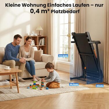 Складана бігова доріжка для дому та офісу з автоматичним нахилом 15%, двигун 3.0 к.с. (до 14 км/год), LED-дисплеєм та 12 програмами, макс. навантаження 136 кг, чорна