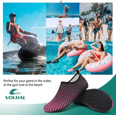 Аквашузи для плавання та йоги: легкі, швидковисихаючі, з антиковзким покриттям для жінок та чоловіків (39 EU), рожево-червоні