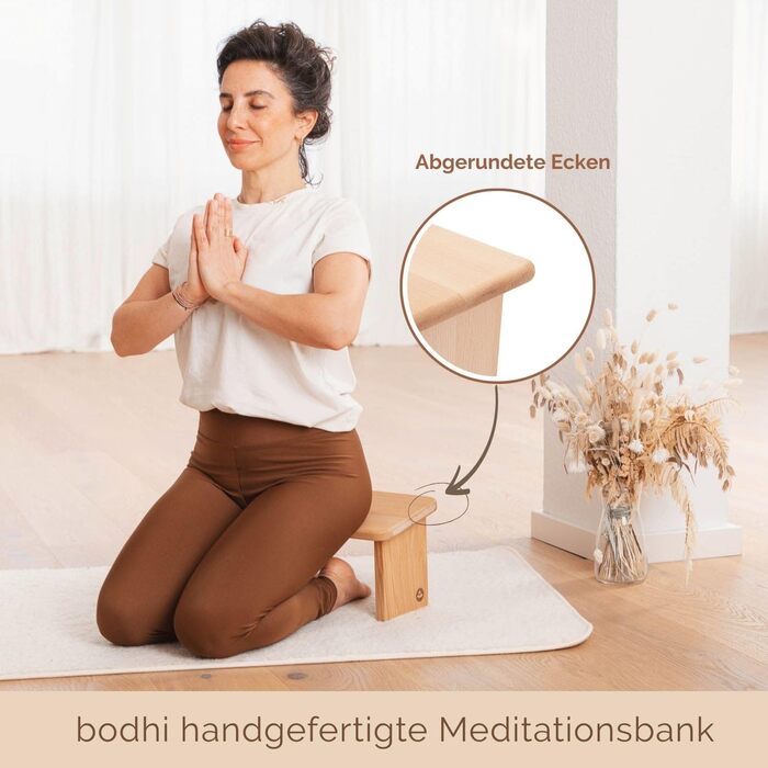 Йога-стілець Bodhi з дерева для медитації | Екзотичний стілець для колінної посадки Lhotse | Підставка для медитації для глибокої релаксації