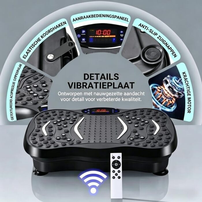 Віброплатформа для тренувань з Bluetooth та магнітною акупресурою, 120 рівнів інтенсивності