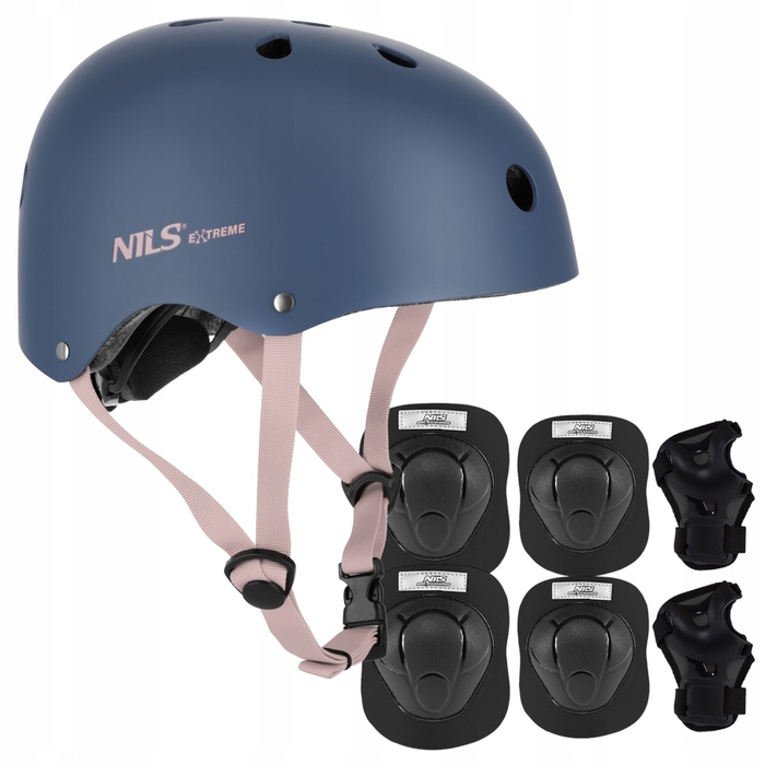 Дитячий велосипедний шолом з регулюванням та набір захисту для скейту, розмір S