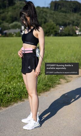 Пояс-сумка для телефону Fitgriff Laufgürtel – ідеально для бігу, фітнесу, джогінгу (рожевий, M-L, 85-120 см). Сумка на пояс для смартфонів.