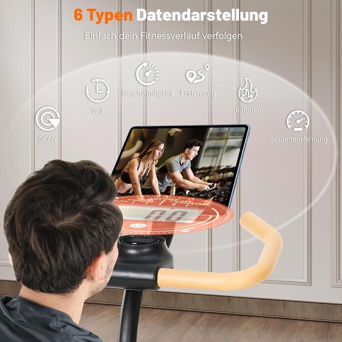 ISE Hometrainer: велотренажер з регульованим магнітним опором, LED-монітором та тримачем для планшета. Макс. вантажність: 130 кг