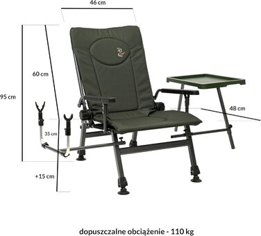 Крісло для риболовлі Carp Angelstuhl F5R ST/P Deluxe з високою спинкою та столиком для вудлищ, поліестер