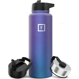 Термос IRON FLASK 1.9 л, вакуумна пляшка з нержавіючої сталі, 3 кришки (соломинка), графітова