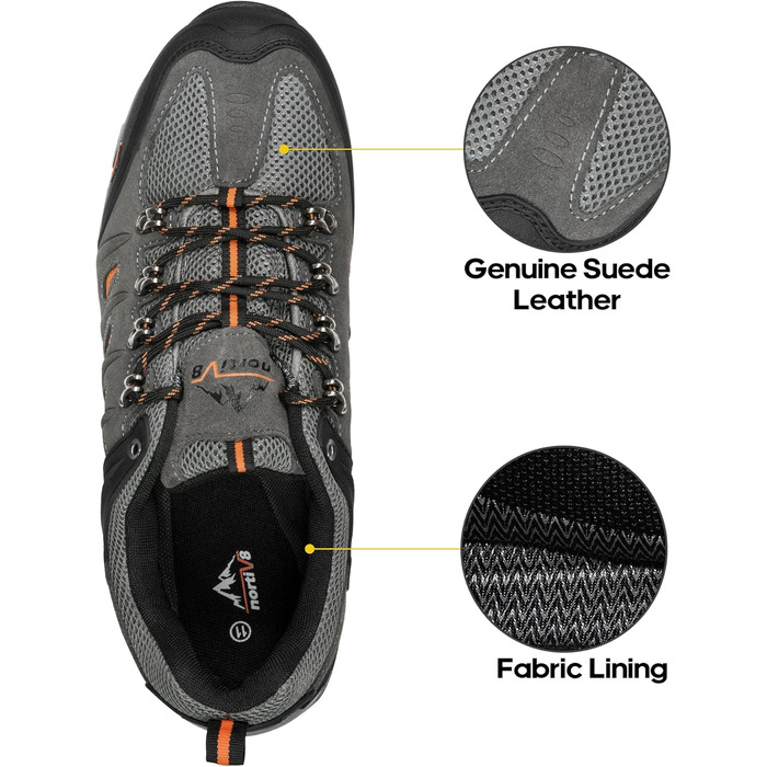 Чоловічі водонепроникні трекінгові черевики NORTIV 47 EU - чорний, темно-сірий, помаранчевий