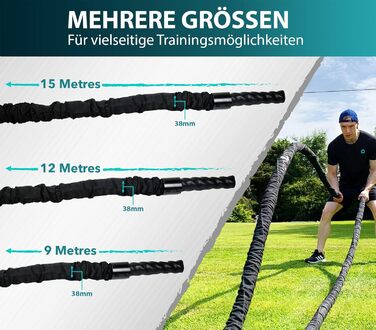 Ремін для силових тренувань RPM Power Battle Rope - 12 метрів (з анкером)