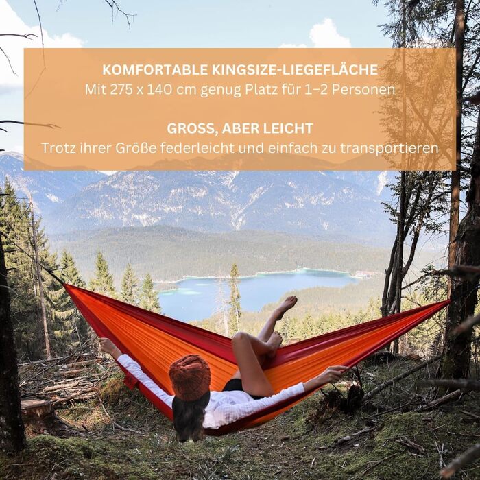 Гамак Amazonas Ultra-Light Adventure Coyote Kingsize 275x140 см, зелений (Fire) - надлегкий, до 150 кг