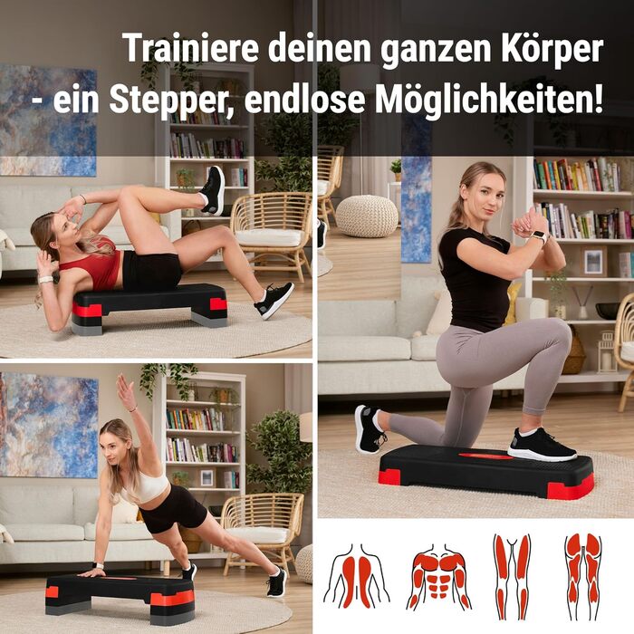 Аеробний степ-платформа Hop-Sport HS-PP033AS для дому, 3-рівнева, антиковзка, до 350 кг