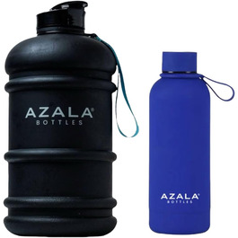 Термос Azala для води 2 л + 500 мл, спортивна пляшка, чорна та синя