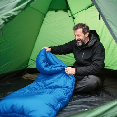 Спальний мішок Clostnature для кемпінгу та подорожей - Легкий, компактний, 3-сезонний, блакитний (0.9 кг)