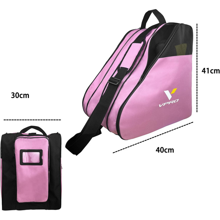 Сумка для ковзанів VPRO: для ковзанярства на льоду та роликів, з ремінцем, чорна