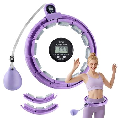 Розумний хулахуп для схуднення з обважнювачем та лічильником, 18 вузлів, розбірний, для жінок та чоловіків