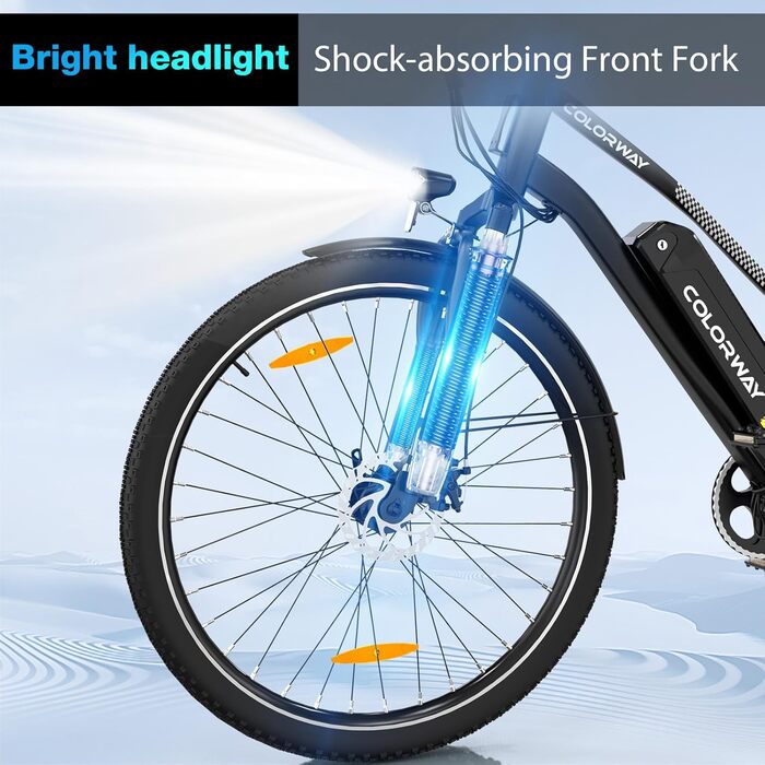 Електровелосипед COLORWAY BK27 28 дюймів, міський eBike з мотором 250W, акумулятор 36V 15Ah, два режими їзди, педальна підтримка, для дорослих, запас ходу 45-100 км, чорний